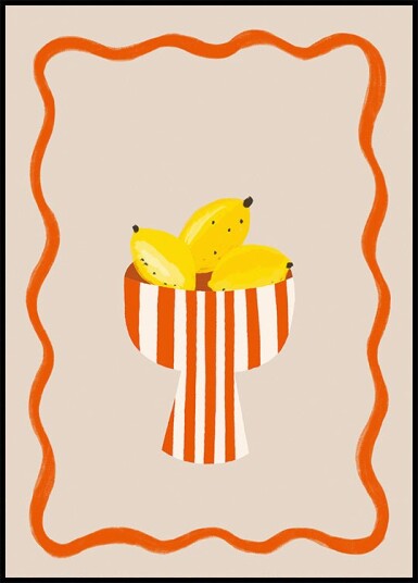 Bananas in Stripes Modern Minimal Fruit Plakat Plakat / 50x70cm