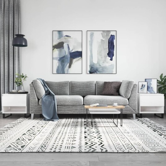  Salongbord 2 stk høyglans hvit 50x46x50 cm konstruert tre 8721012112407