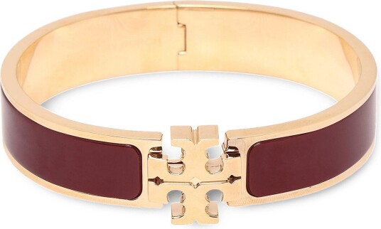 Tory Burch Icon Enamel Bracelet TORY GOLD / BURGUNDY S Tory Burch Icon Enamel Bracelet TORY GOLD / BURGUNDY S