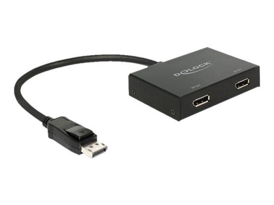 Delock Displayport 1.2 Splitter 1 x Displayport in > 2 x Displayport out 4K - video/lyd-splitter - 2 porter