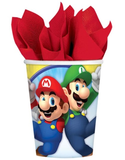 Amscan 8 stk Pappkrus 250 ml Super Mario Party 9901537 66