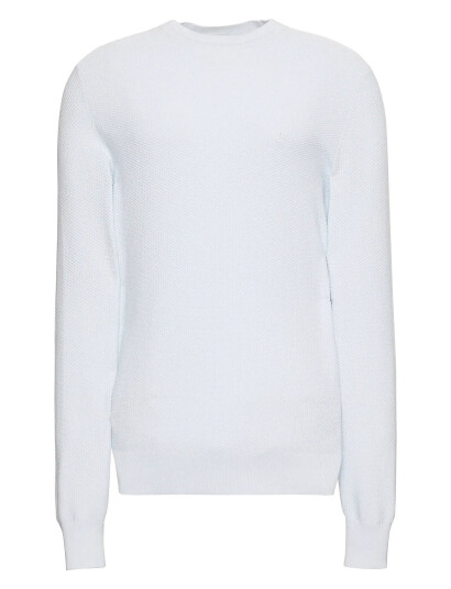 Calvin Klein Ls Textured Cotton Crewnk Sweate Blue L
