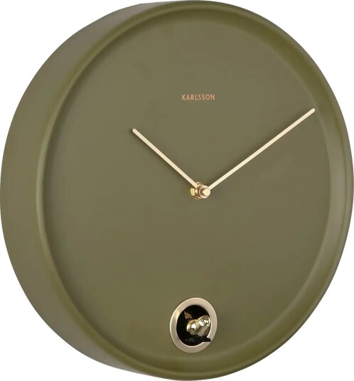 KARLSSON Wall Clock Esencia Cuckoo Luxury Green Khaki green Ø 30 CM