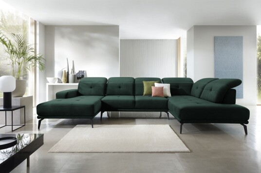 Devender Sofa m. Divan og Sjeselong Grønn