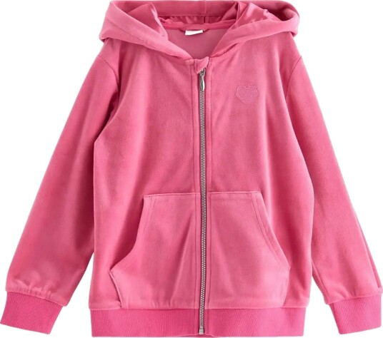 Lindex Hoodie In Velour Pink 134/140