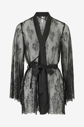 Hunkemöller Kimono Allover Lace Svart