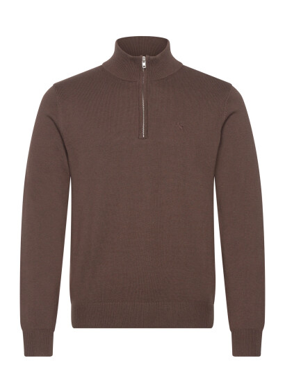 Abercrombie & Fitch Long Sleeve Icon Quarter Zip - Brown - XS