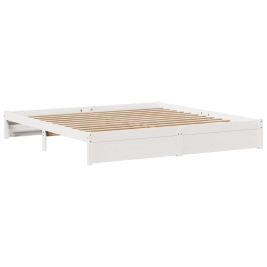 Sengeramme med hodegavl hvit 200x200 cm heltre furu 3306745