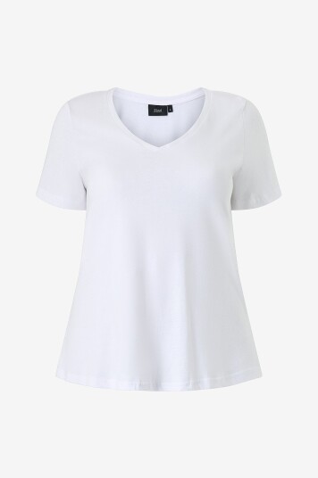 Zizzi   Topp mKatja S/S V neck Tee   Hvit