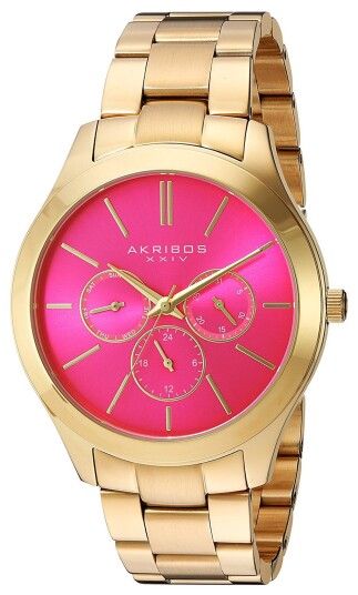 Akribos XXIV Dameklokke AK952YGPK Multi Function Rosa/Gulltonet stål