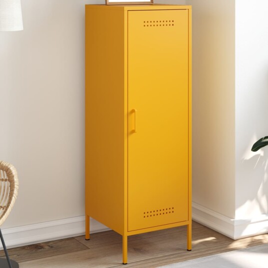 Highboard sennepsgul 36x39x113 cm stål