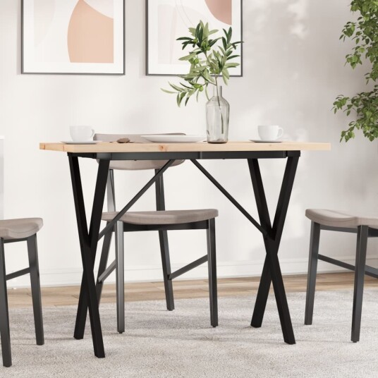 Spisebord X-ramme 100x50x75,5 cm heltre furu og støpejern 3282763 Spisebord X-ramme 100x50x75,5 cm heltre furu og støpejern 3282763