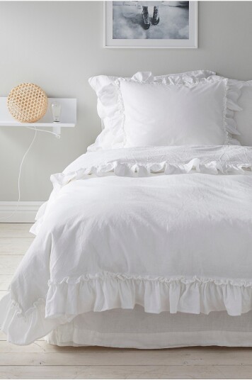 Ellos Home Sengesett Juliette Frill 2 eller 3 stykker Hvit