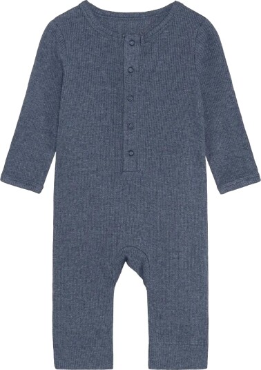 Blå Rompers Ls Melange Rib Navy 50 Blå Rompers Ls Melange Rib Navy 50