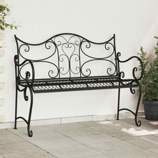 vidaXL Hagebenk 2 seter 114 x 54 x 90 cm Stål Svart