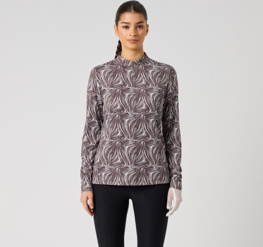 Daily Sports Dull Printed Ls Half Neck Brown XL