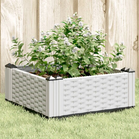 Plantekasse med plugger hvit 42,5x42,5x28,5 cm PP