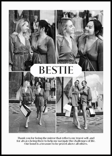 Best Friend Personalized Black and White Collage Plakat Plakat / 100x150cm