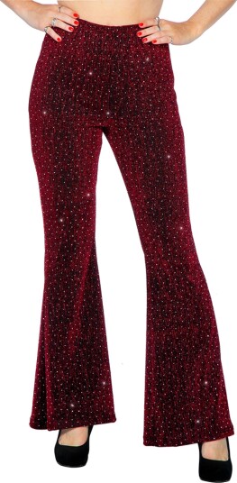 Discobukser Utsvingte Glitter Rød Dame - Medium