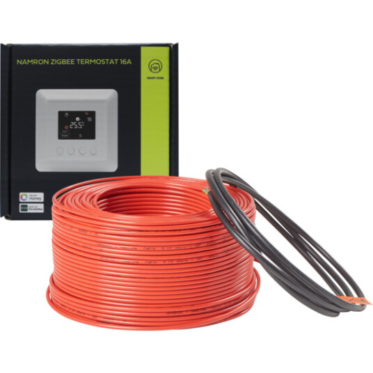 Namron Varmekabelpakke Inkl Zigbee Termostat 10w/m 145w Namron Varmekabelpakke Inkl Zigbee Termostat 10w/m 145w