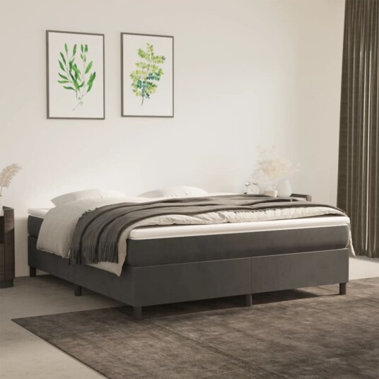 vidaXL Sengeramme boksfjær mørkegrå 180x200 cm 6FT Super King fløyel vidaXL Sengeramme boksfjær mørkegrå 180x200 cm 6FT Super King fløyel