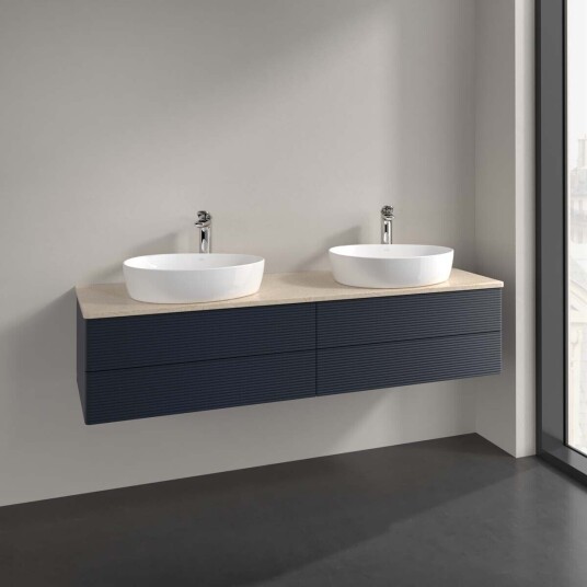 Villeroy & Boch Antao Servantskap med 4 skuffer 160x50x36 cm m/lys Blå Matt/Crème