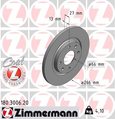 Bremseskive ZIMMERMANN 180.3006.20