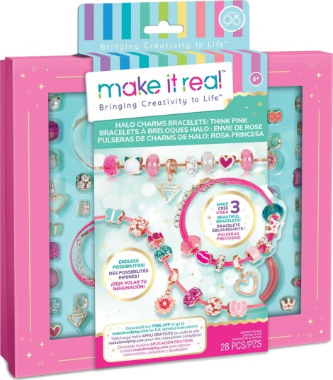 Make It Real Halo Charms Armbåndsett 28 Deler Rosa 8+ År