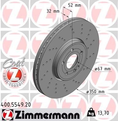 Bremseskive ZIMMERMANN 400.5549.20 Bremseskive ZIMMERMANN 400.5549.20