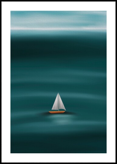 Solitary Sailboat Sea Plakat / 40x50
