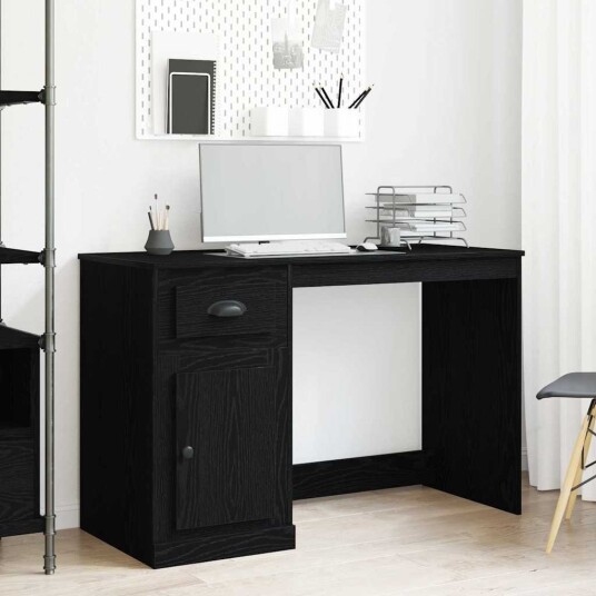 Skrivebord med Oppbevaring Svart Eik 50x115x75 cm Sponplate