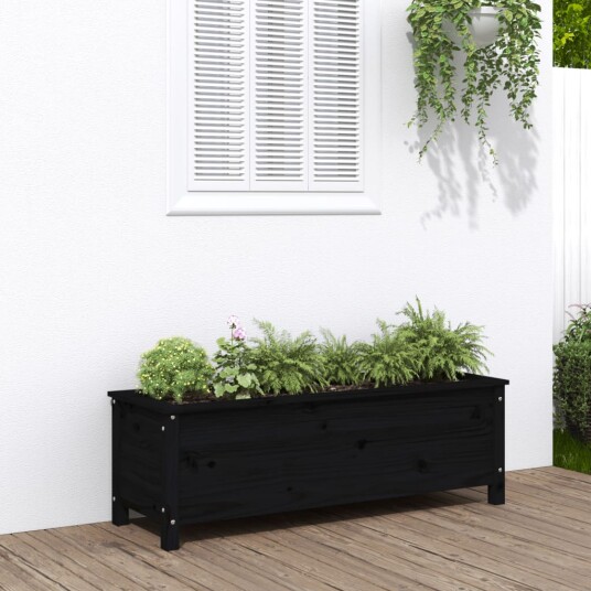 Høybed svart 119,5x40x39 cm heltre gran