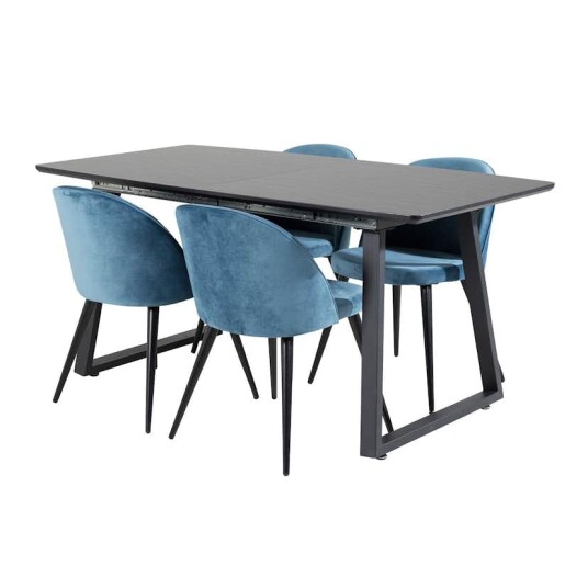 Venture Home Spisegruppe Venture Home Ina med 4 Valentina Stoler Fløyel GR20337