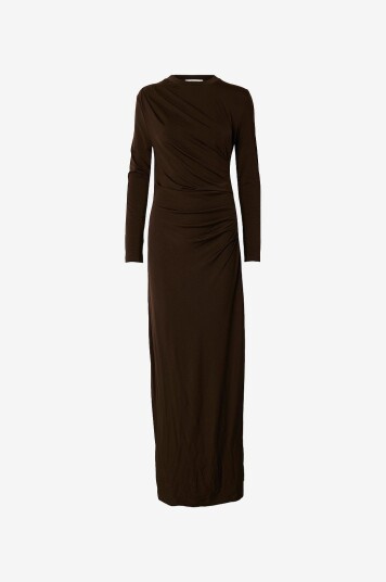 Selected FEMME   Maxikjole slfIlina Assymetric   Brun