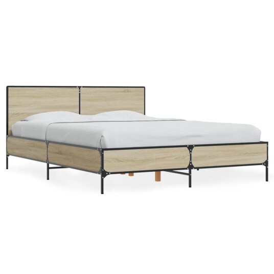 Sengeramme sonoma eik 140x190 cm konstruert tre og metall 8721102613296