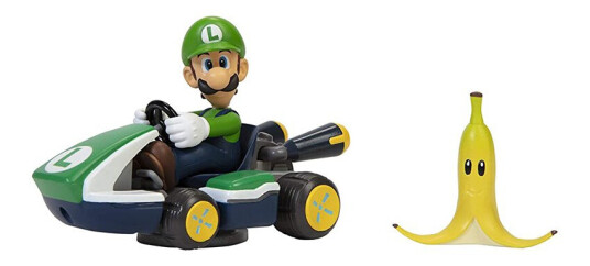 Nintendo Mario Kart Spin Out Luigi Figur med Banan 2,5" Plast