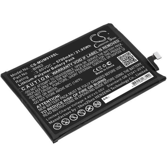 Xiaomi Redmi Note 9 4G batteri (5900 mAh 3.85 V, Sort)