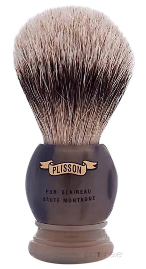 Plisson Shaving Brush, High Mountain White Badger & Genuine HornSize 18