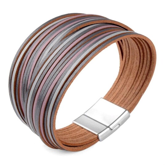 Flerlags armbånd i skinn Multifarger Flerlags armbånd i skinn Multifarger