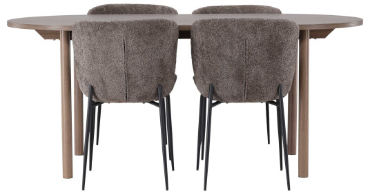 Venture Design Andy & Modesto spisegruppe Mørkegrå/natur 4 stoler & bord 180 x 90 cm