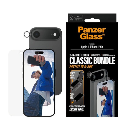 PanzerGlass 2 in 1 Classic Bundle iPhone Air w. FASTFIT IN A BOX
