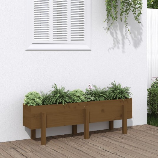 Høybed for hage honningbrun 101x30x38 cm heltre furu