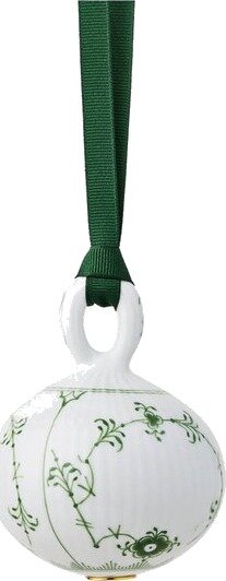Royal Copenhagen - Grønn Musselmalt Riflet julekule 9,5 cm