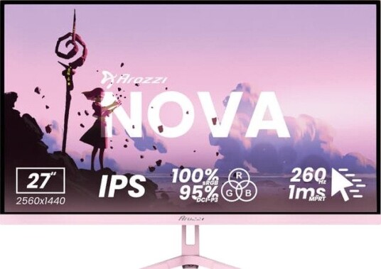 Arozzi Nova 27" QHD/IPS/260Hz/1ms gamingskjerm rosa AZ-NO-27T2K260-PNK