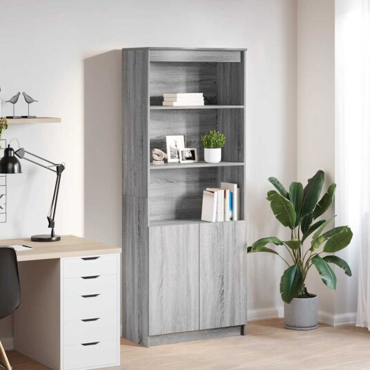 Highboard grå sonoma 70x35x180 cm konstruert tre Highboard grå sonoma 70x35x180 cm konstruert tre