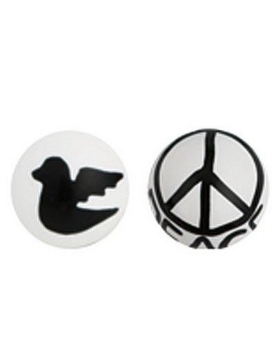 Peace Hvit Akrylkule Strl 6 mm kule til 1.6 mm stang