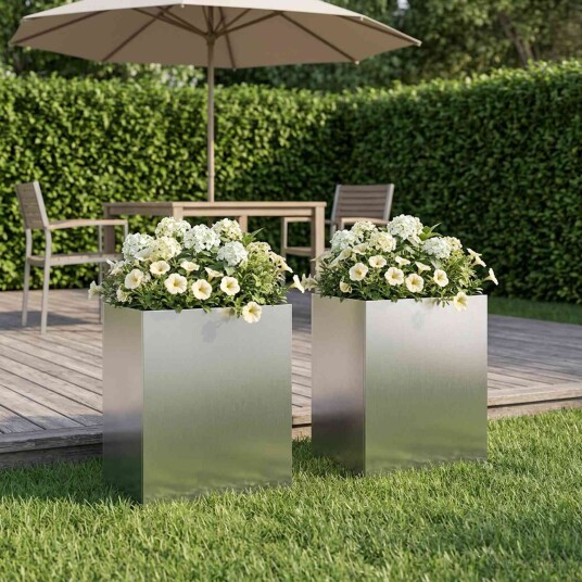 vidaXL Hageblomsterpotte 2 stk. Sølv 40 x 30 x 50 cm Rustfritt stål