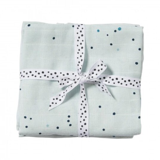 Done by Deer 2 pakke Muslinkluter Dreamy Dots Blå