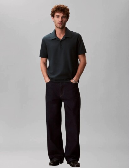 Calvin Klein Jeans Ss Easy Micro Waffle Camp Polo Green M