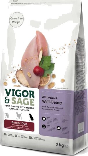 Vigor & Sage Well-Being Astragalus Senior Tørrfôr til Hund 2 kg Vigor & Sage Well-Being Astragalus Senior Tørrfôr til Hund 2 kg